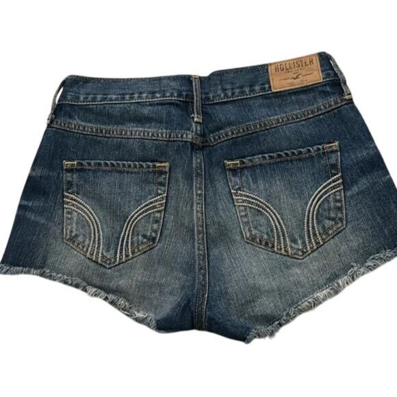 Hollister Womens Denim Cutoff Shorts W25 Size 1 Distressed Frayed Hem Blue - Picture 7 of 10